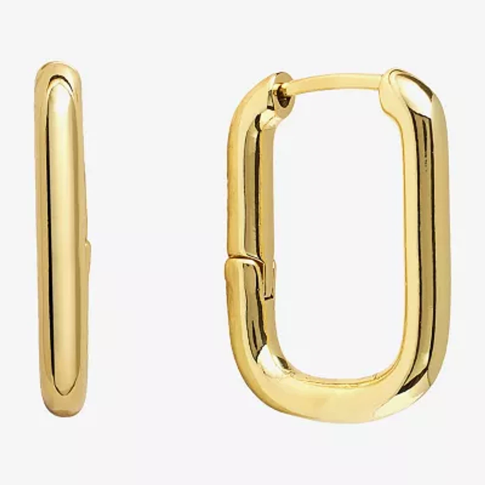 Silver Reflections Womens 14K Gold Over Brass 24.3mm Rectangular Hoop Earrings