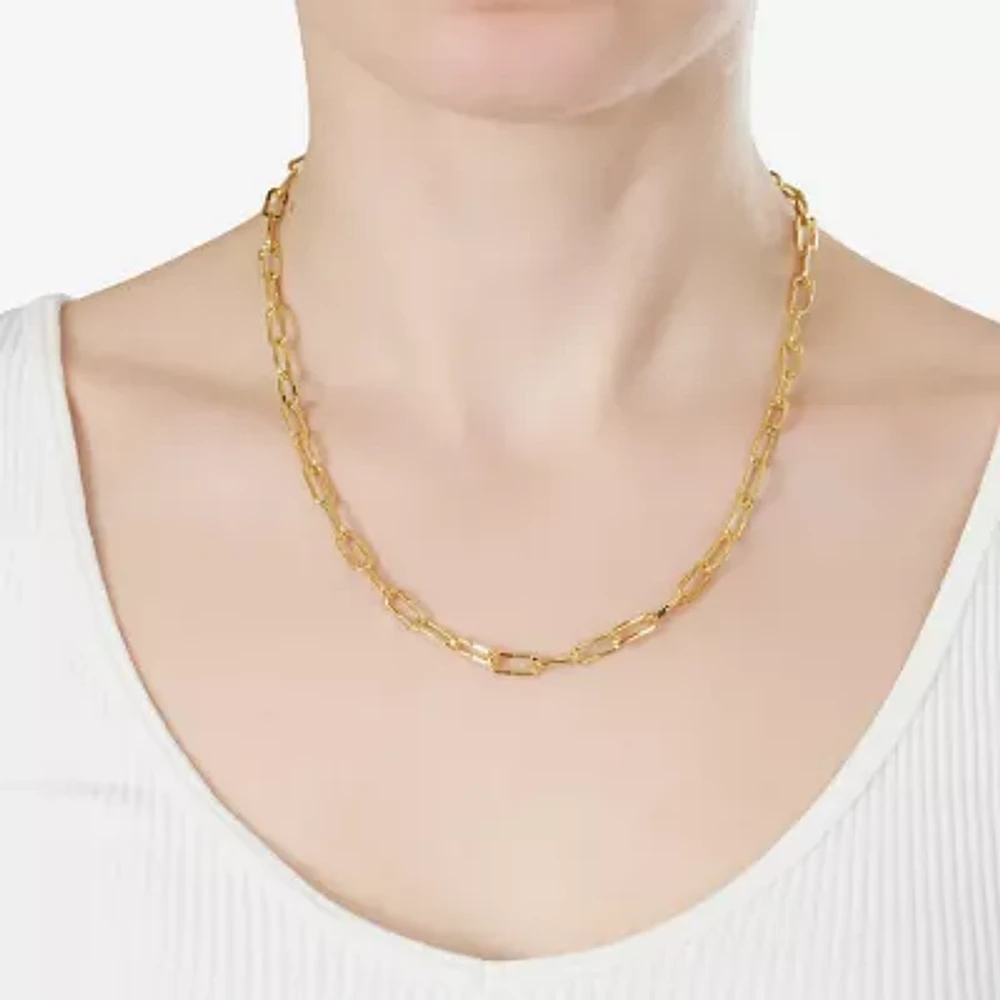 Silver Reflections Womens 14K Gold Over Brass 18 Inch Paperclip Chain Necklace