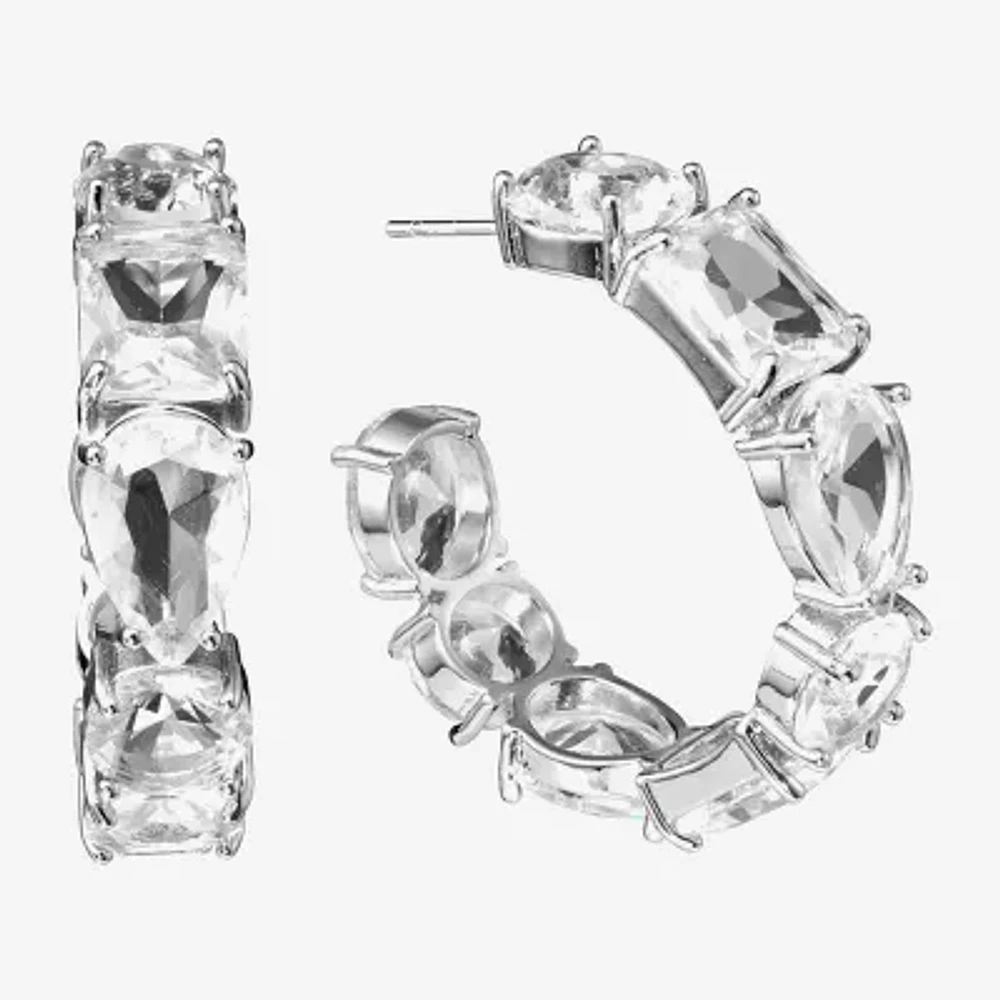 Sparkle Allure Womens Crystal 33.7mm Hoop Earrings