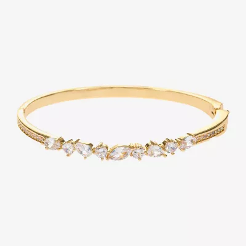 Sparkle Allure Womens Cubic Zirconia 14K Gold Over Brass Pear Round Bangle Bracelet