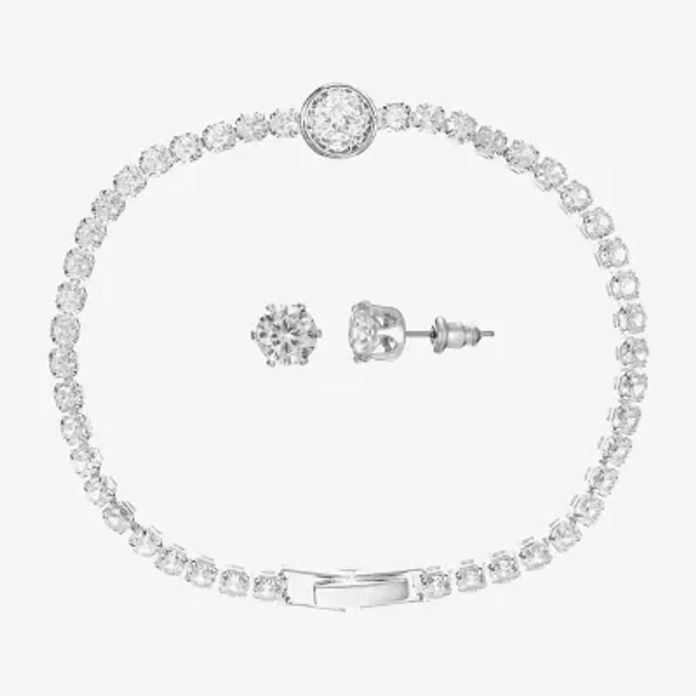 Sparkle Allure Light Up Box Womens Cubic Zirconia Pure Silver Over Brass Round 2-pc. Jewelry Set