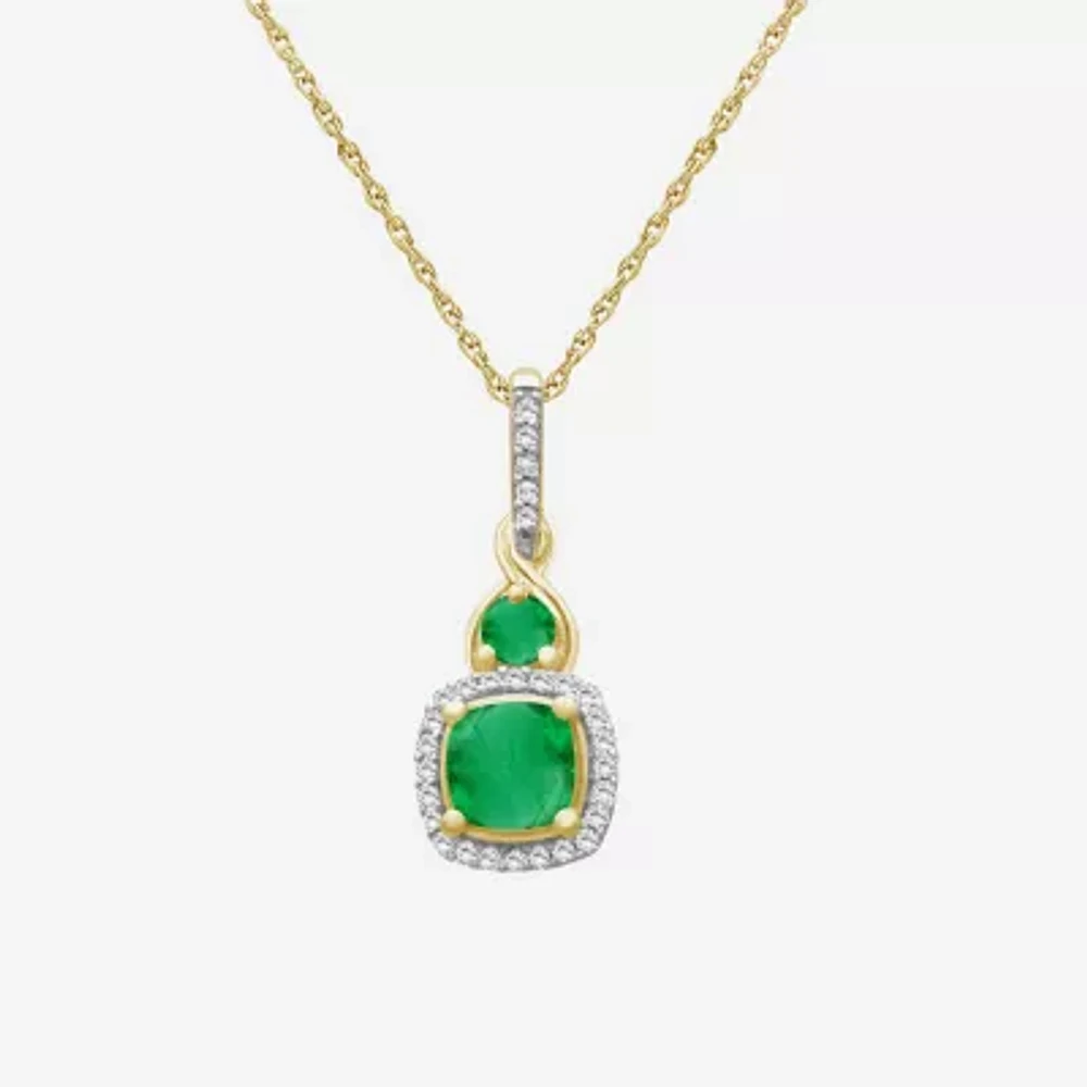 Womens Gemstone & 1/10 CT. T.W. Natural Diamond 10K Gold Round 18 Inch Pendant Necklace