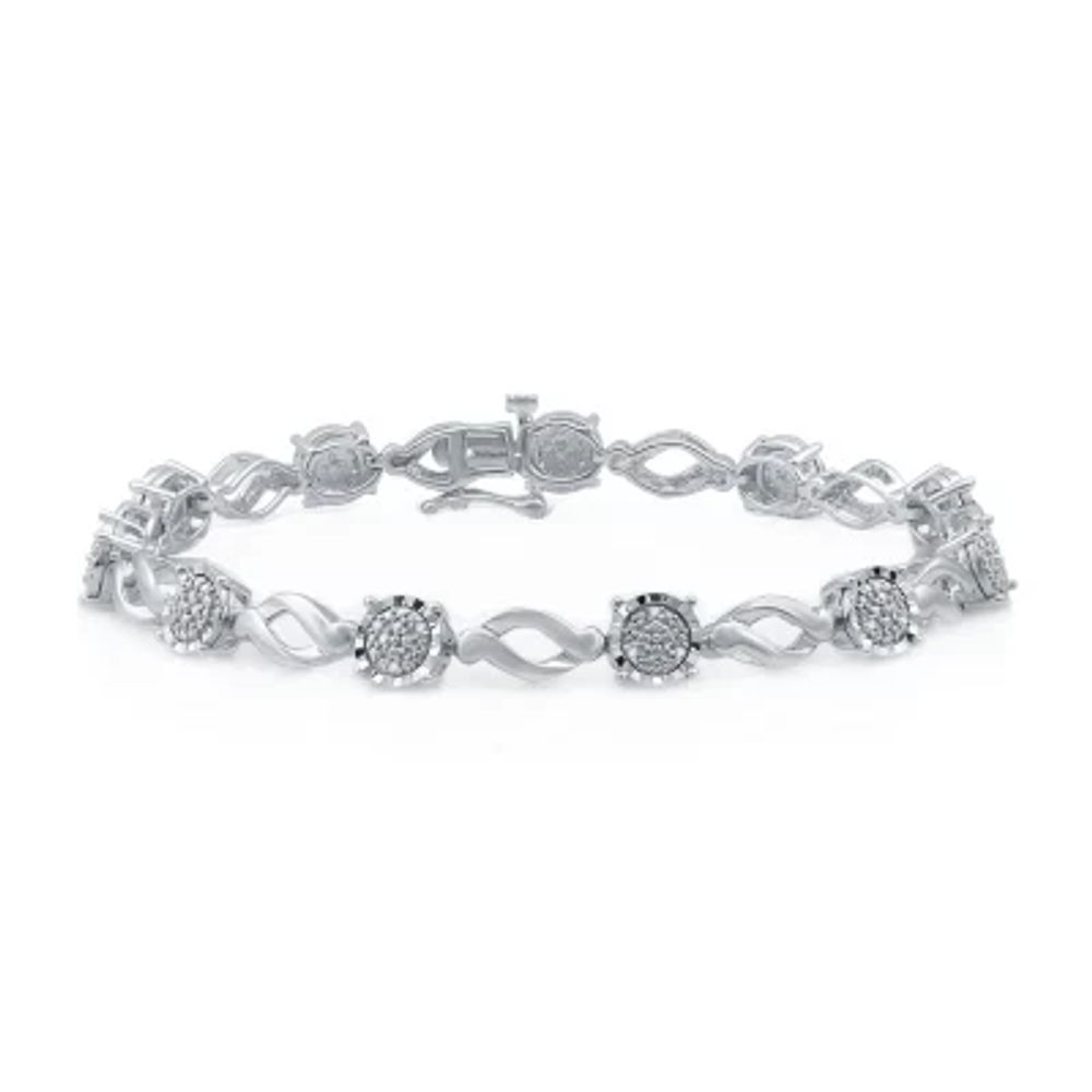 Womens 1/10 CT. T.W. Natural White Diamond Sterling Silver 7.5 Inch Tennis Bracelet