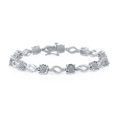 Womens 1/10 CT. T.W. Natural White Diamond Sterling Silver 7.5 Inch Tennis Bracelet