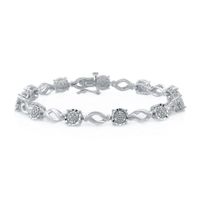 Womens 1/10 CT. T.W. Natural White Diamond Sterling Silver 7.5 Inch Tennis Bracelet