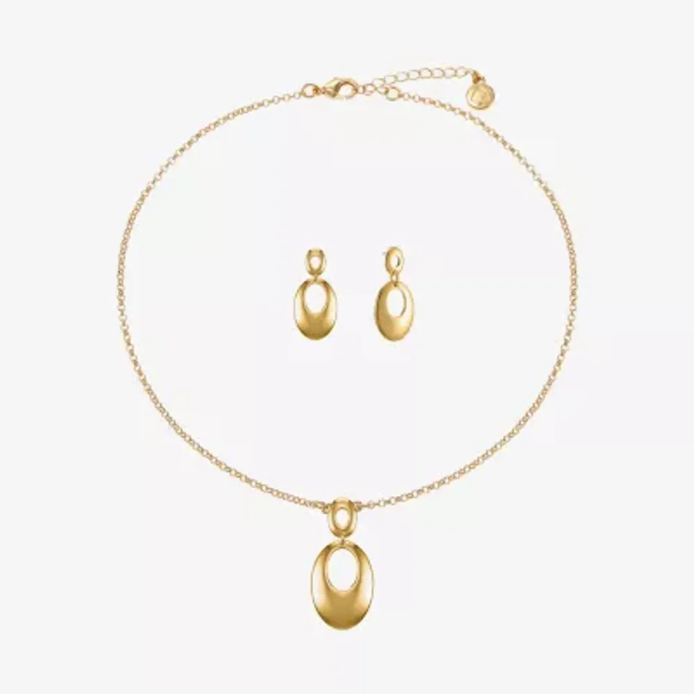 Liz Claiborne Pendant Necklace And Drop Earring Womens Oval 2-pc. Jewelry Set