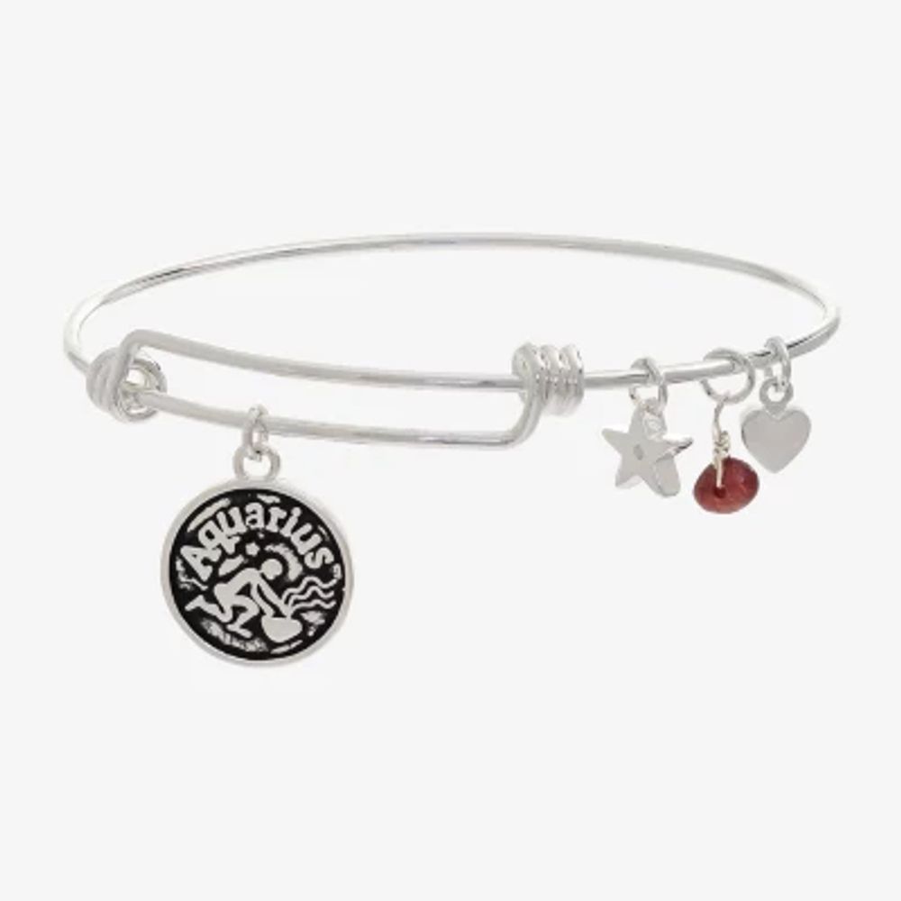 Sparkle Allure Zodiac Womens Red Ruby Pure Silver Over Brass Round Bangle Bracelet