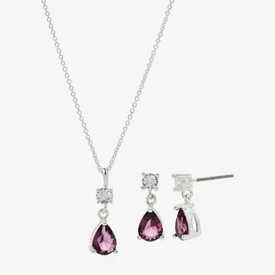 Sparkle Allure Womens Cubic Zirconia Pure Silver Over Brass Pear 2-pc. Jewelry Set