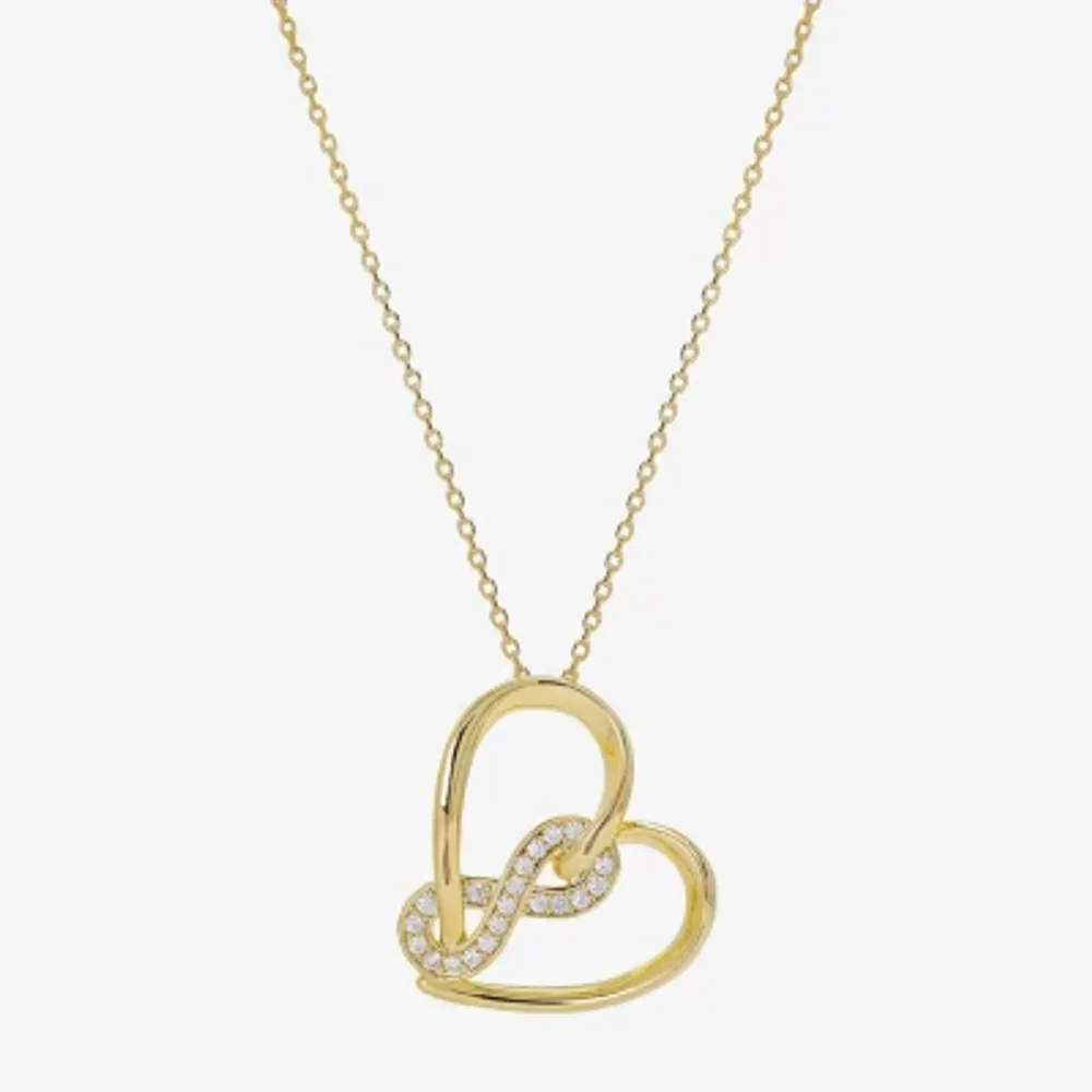 Sparkle Allure Womens Cubic Zirconia 14K Gold Over Brass Heart Infinity 16 Inch Pendant Necklace