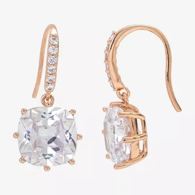 Sparkle Allure Womens Cubic Zirconia 18K Rose Gold Over Brass Drop Earrings
