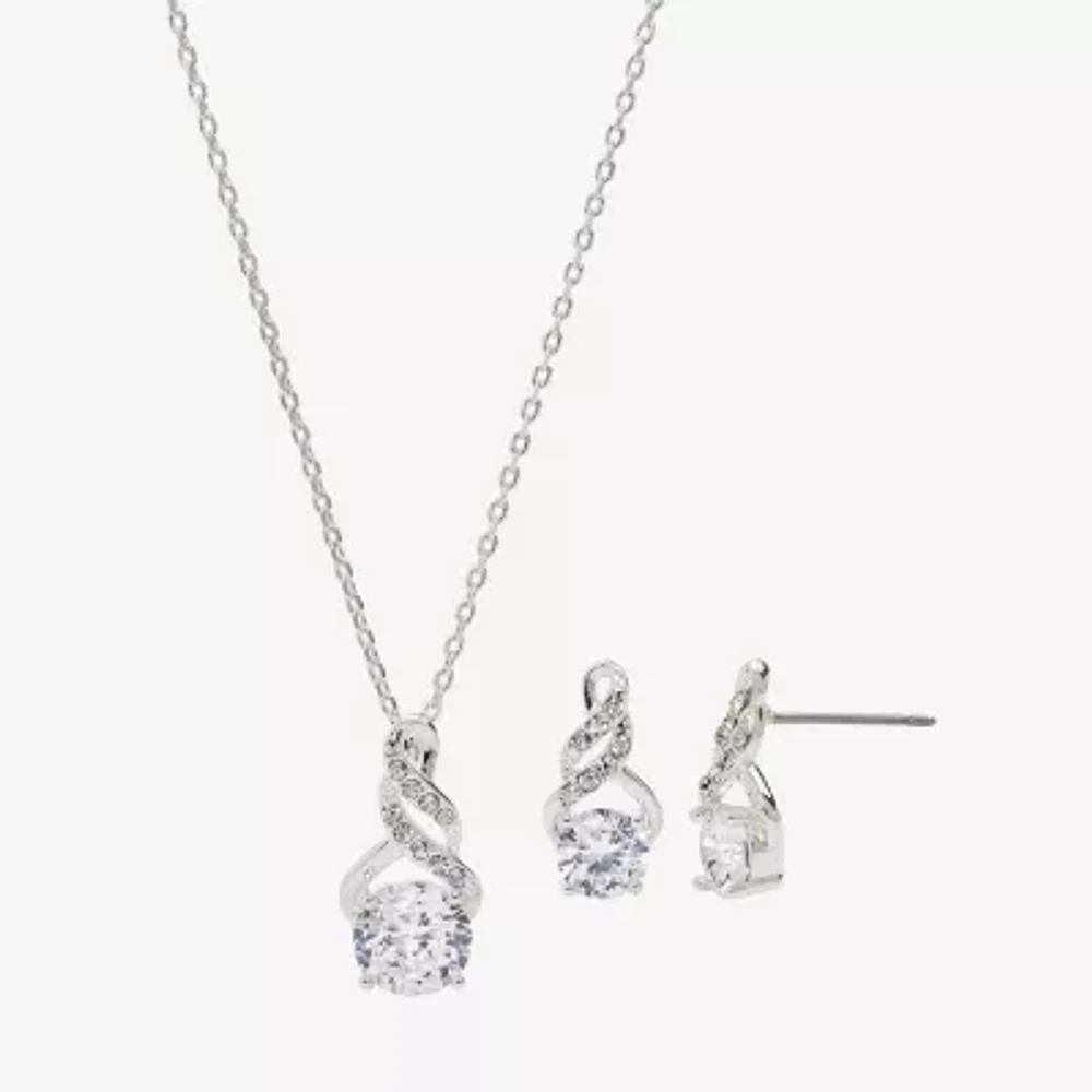 Sparkle Allure Light Up Box Womens Cubic Zirconia Pure Silver Over Brass Infinity 2-pc. Jewelry Set