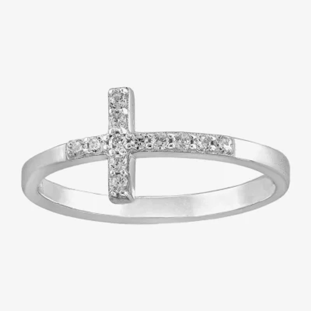 Silver Treasures Womens Sterling Cross Band