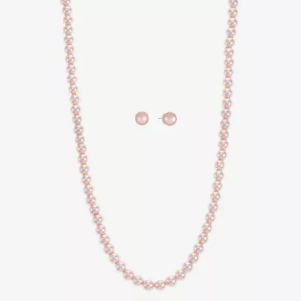 Monet Jewelry Timeless Collar Necklace And Stud Earring Womens Simulated Pearl 2-pc. Jewelry Set