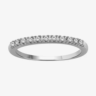 Womens 1/10 CT. T.W. Natural White Diamond Sterling Silver Wedding Band