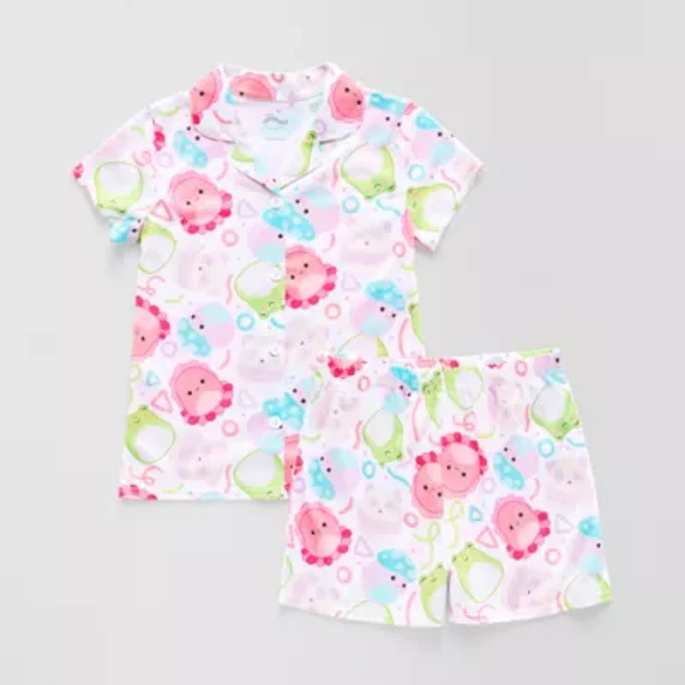 Little & Big Kid Girls Squishmallows V-Neck Short Sleeve 2-pc. Pajama Sets