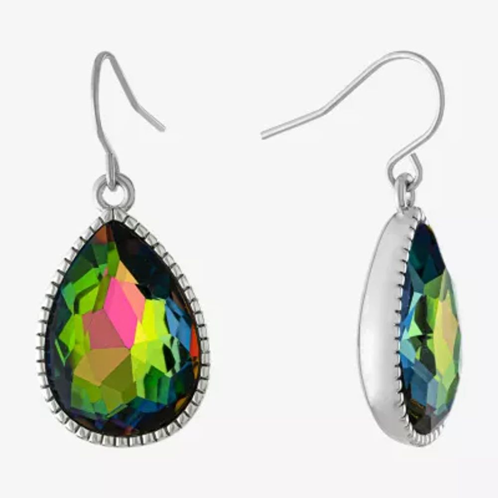 Sparkle Allure Silver Reflections Womens Blue Crystal Pure Over Brass Pear Drop Earrings