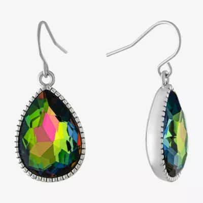Sparkle Allure Silver Reflections Womens Blue Crystal Pure Over Brass Pear Drop Earrings