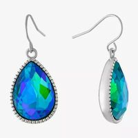 Sparkle Allure Silver Reflections Womens Blue Crystal Pure Over Brass Pear Drop Earrings