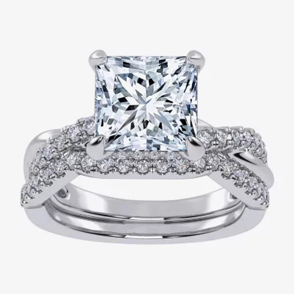 (G-H / Si1-Si2) Womens 2 1/2 CT. T.W. Lab Grown White Diamond 14K Gold Side Stone Engagement Ring