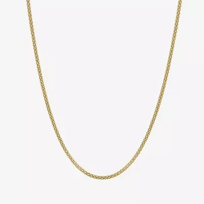 Womens 14K Gold 18 Inch Popcorn Chain Necklace