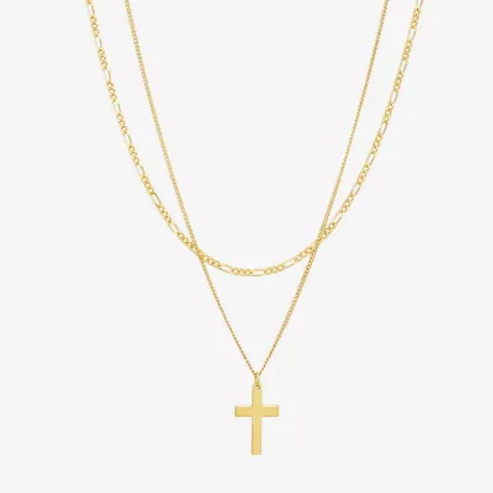 Made in Italy Womens 14K Gold Cross 17 Inch Pendant Necklace