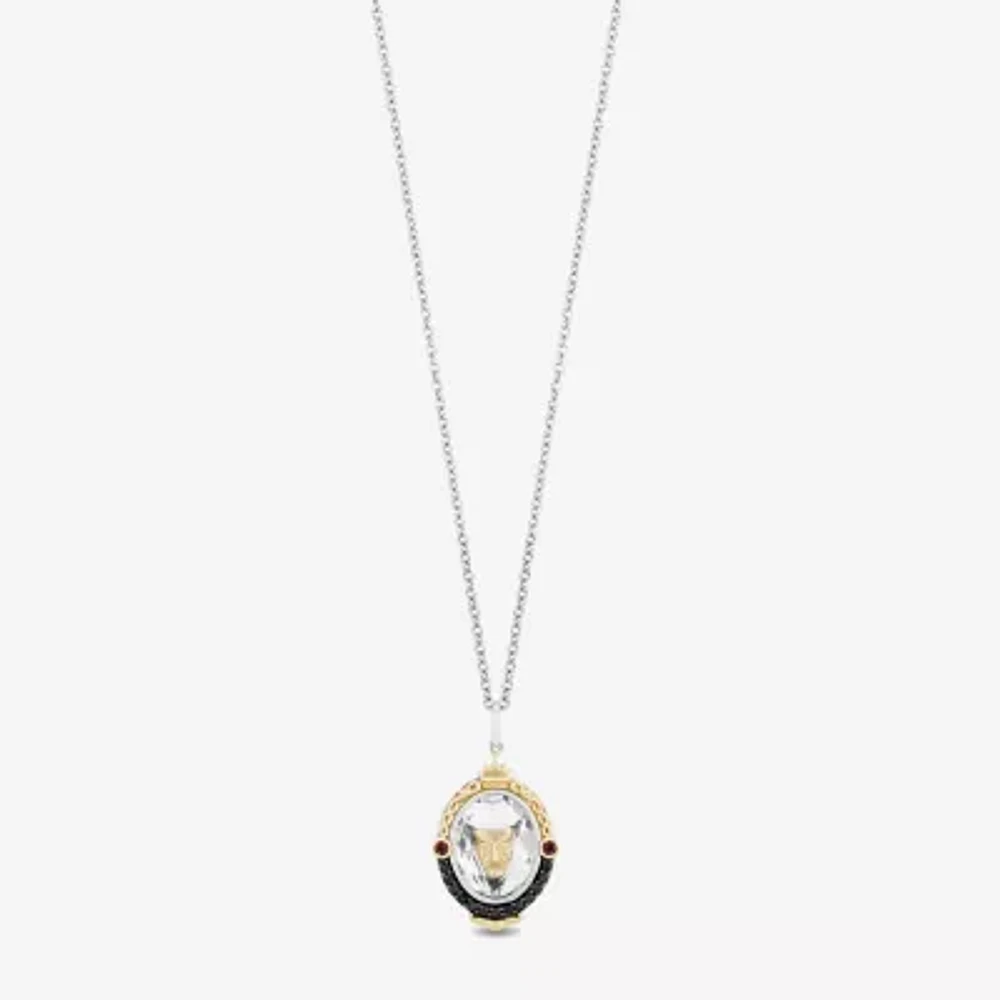 Enchanted Disney Fine Jewelry Womens 1/6 CT. T.W. Genuine White Topaz 14K Gold Sterling Silver 16 Inch Pendant Necklace