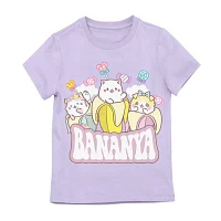 Bananya Little & Big Kid Girls Round Neck Short Sleeve Regular Fit Graphic T-Shirt