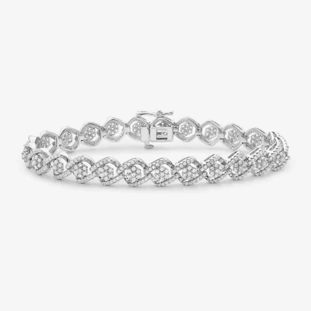 Womens 3 CT. T.W. Natural White Diamond 10K White Gold Tennis Bracelet