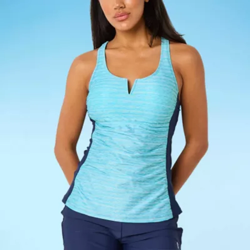Free Country Built Bra Striped Tankini Swimsuit Top