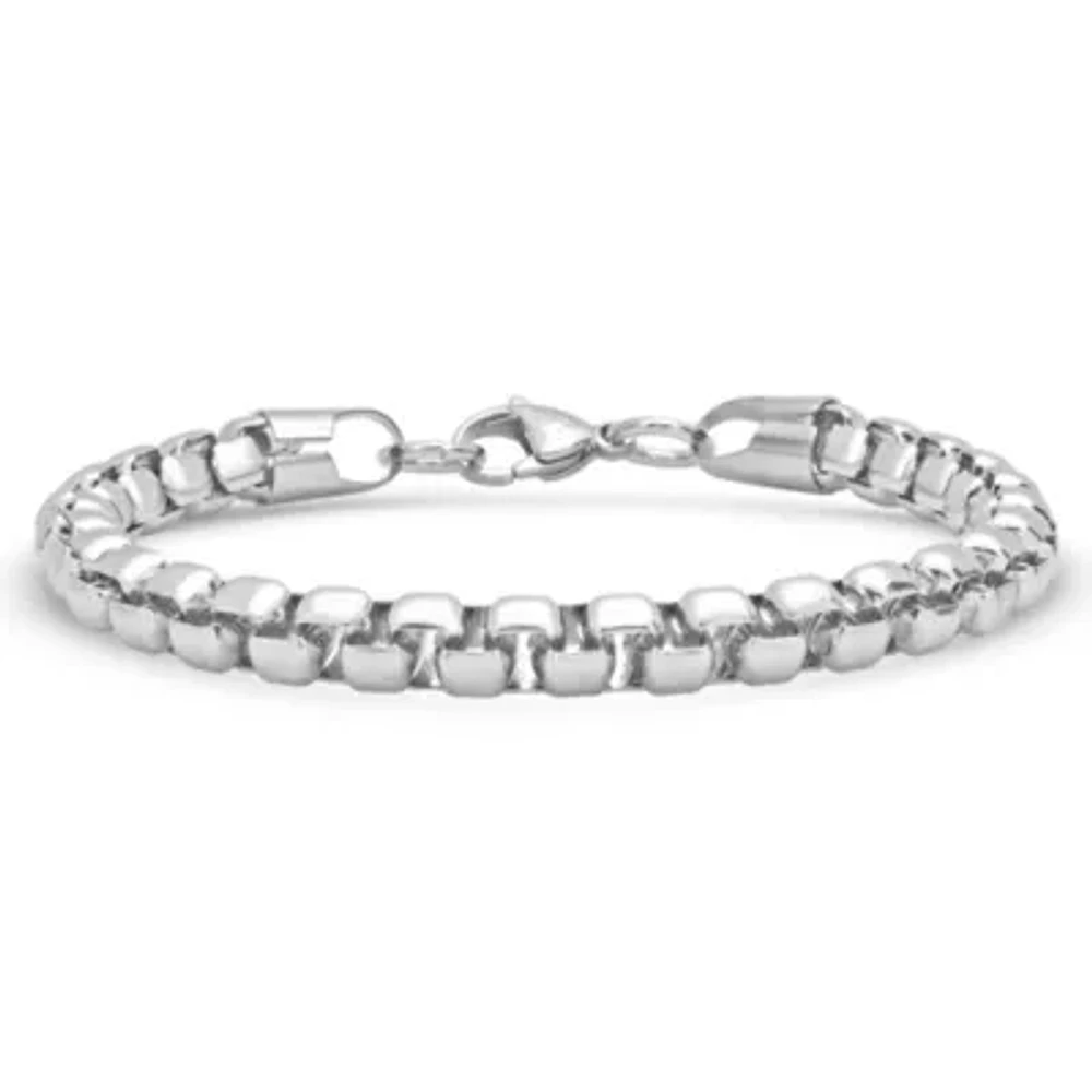 Steeltime Mens Stainless Steel Solid Link Chain Bracelet