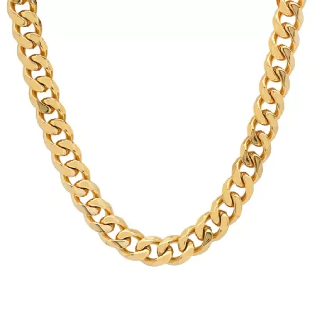 Steeltime Mens 18K Gold Over Stainless Steel 24 Inch Curb Chain Necklace