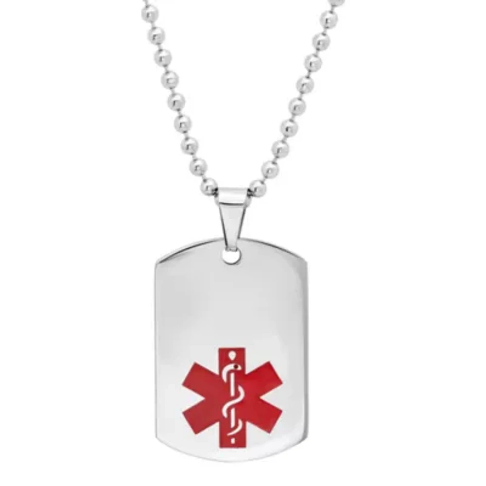 Steeltime Mens Stainless Steel 24 Inch Pendant Necklace