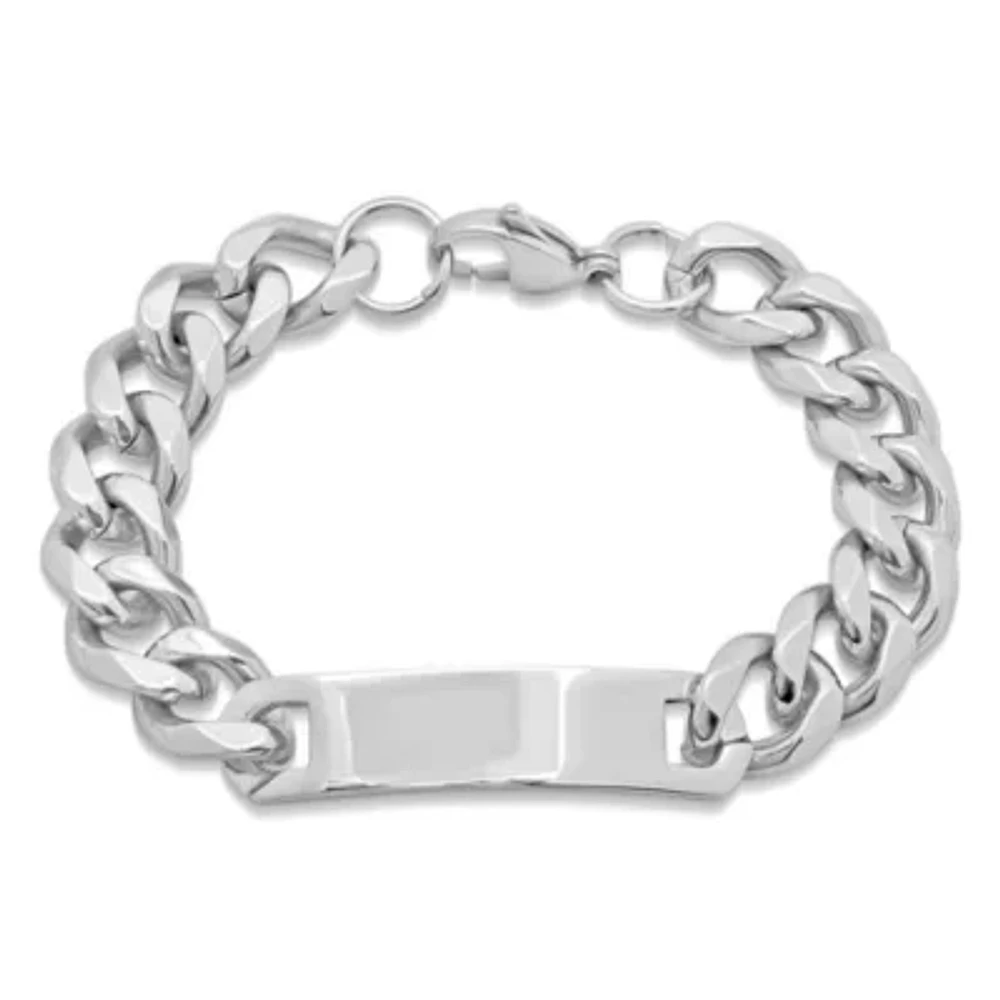 Steeltime Mens Stainless Steel Solid Curb Id Bracelet