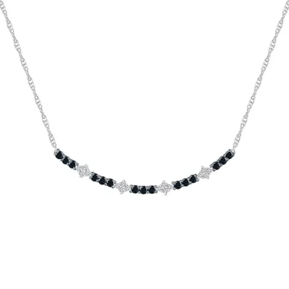 Womens 3/4 CT. T.W. Natural Black Diamond Sterling Silver Curved 18 Inch Pendant Necklace