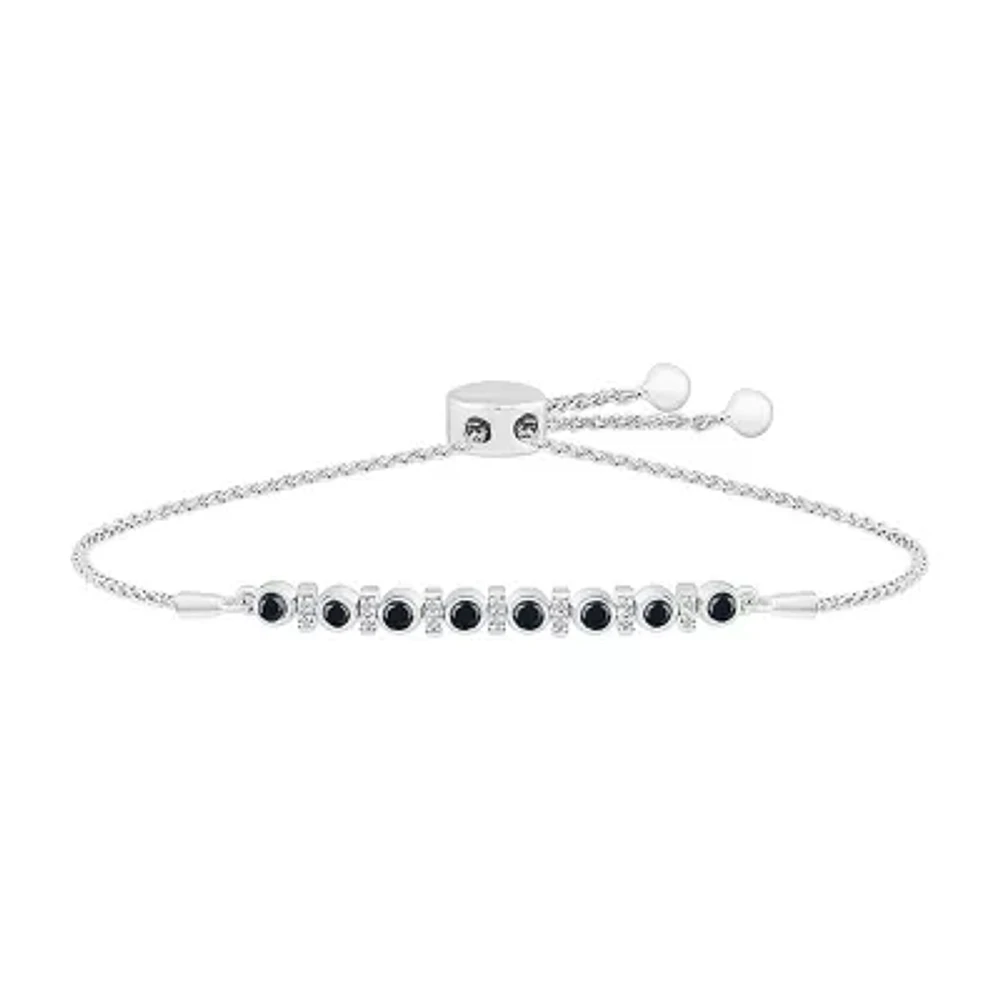 Womens 3/8 CT. T.W. Natural Black Diamond Sterling Silver Bolo Bracelet