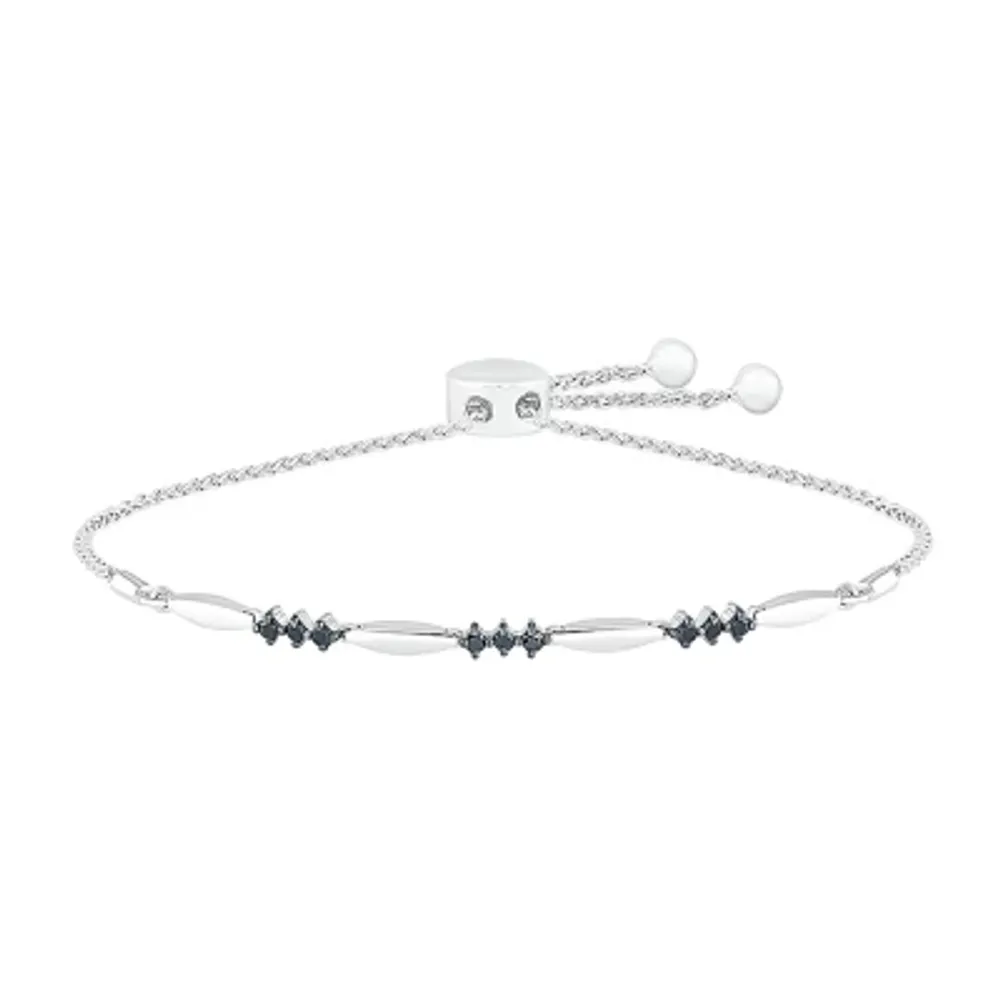 Womens / CT. T.W. Natural Black Diamond Sterling Silver Bolo Bracelet