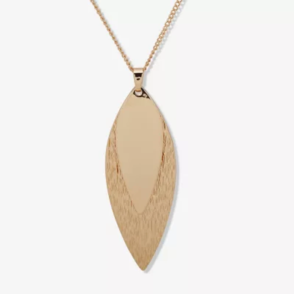 Worthington Gold Tone Womens 32 Inch Pendant Necklace