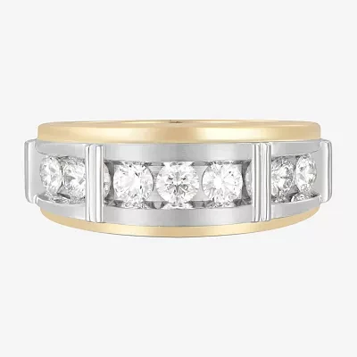 (F / Vs2) Mens 9M 1 CT. T.W. Lab Grown White Diamond 14K Two Tone Gold Wedding Band