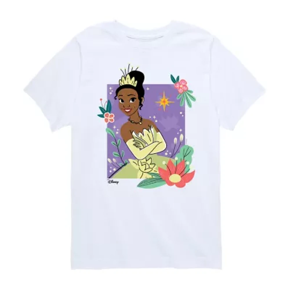 Disney Collection Little & Big Kid Girls Crew Neck Short Sleeve Regular Fit Tiana Graphic T-Shirt