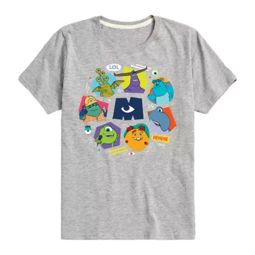 Disney Collection Monsters At Work Little & Big Kid Boys Crew Neck Short Sleeve Regular Fit Graphic T-Shirt
