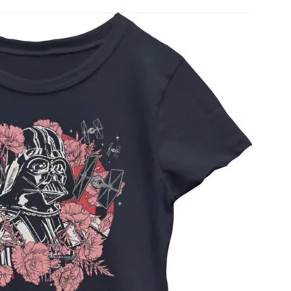 Little & Big Kid Girls Crew Neck Short Sleeve Slim Fit Star Wars Graphic T-Shirt
