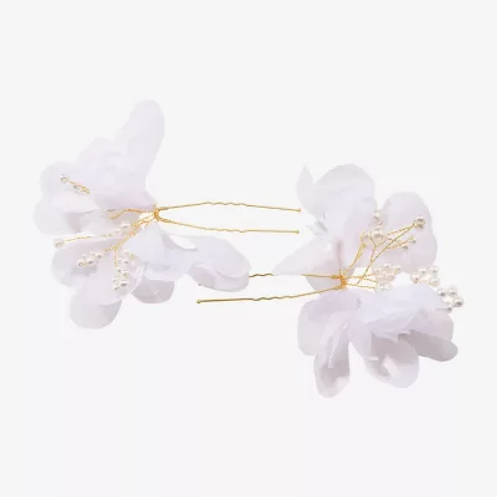 Bijoux Bar Flower 2-pc. White Bobby Pin