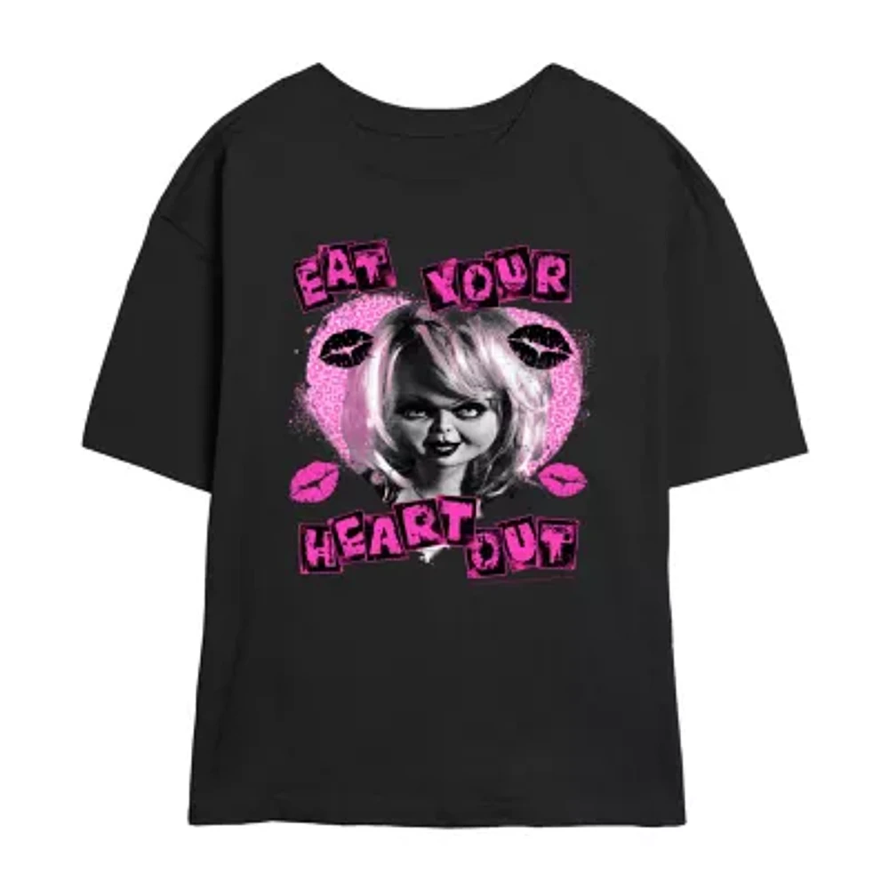 Chucky Eat Your Heart Out Tee Womens Crew Neck Short Sleeve Regular Fit Juniors Graphic T-Shirt