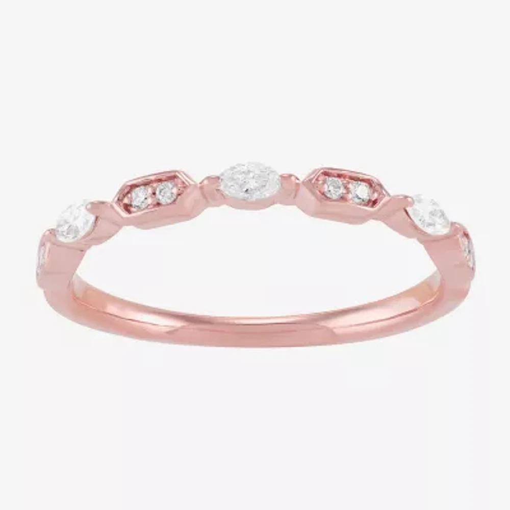 Womens 1/5 CT. Natural White Diamond 10K Rose Gold Band