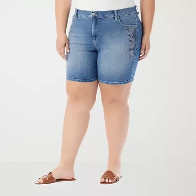 Gloria Vanderbilt Amanda Womens High Rise-Plus Denim Short