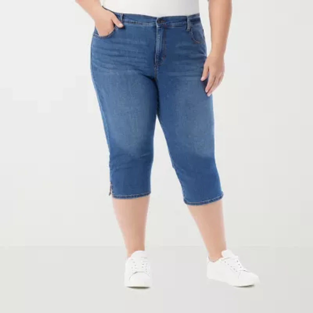 Gloria Vanderbilt Amanda Womens Straight High Rise Plus Capri Pant
