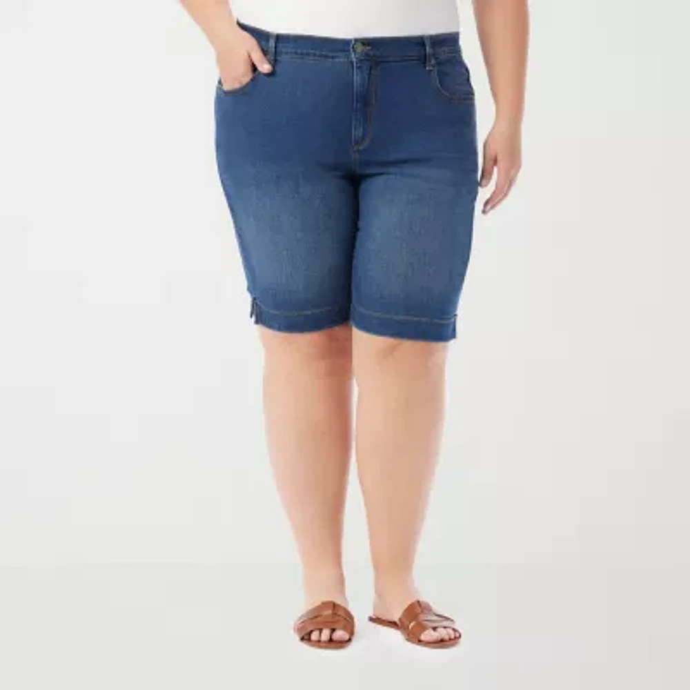 Gloria Vanderbilt Amanda Womens 10" High Rise - Plus Bermuda Short