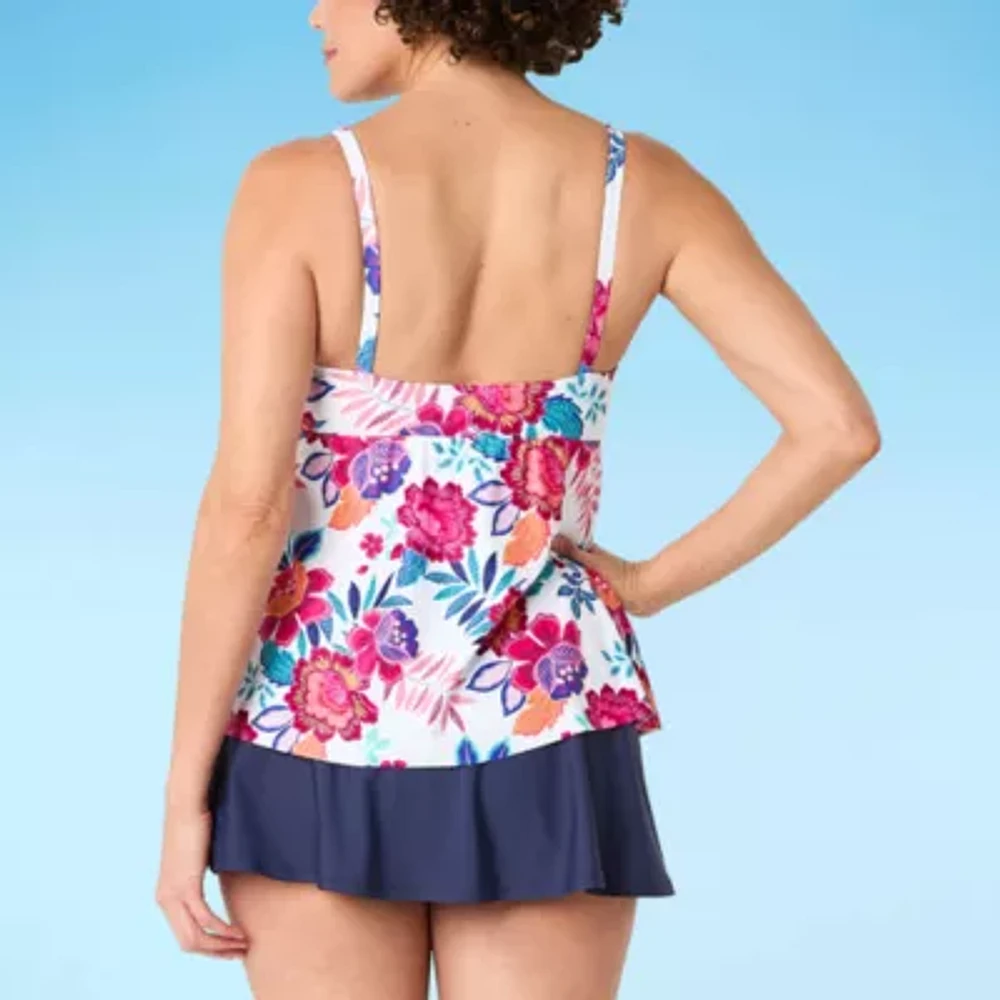 Sonnet Shores Womens Exotic Floral Swim Dress