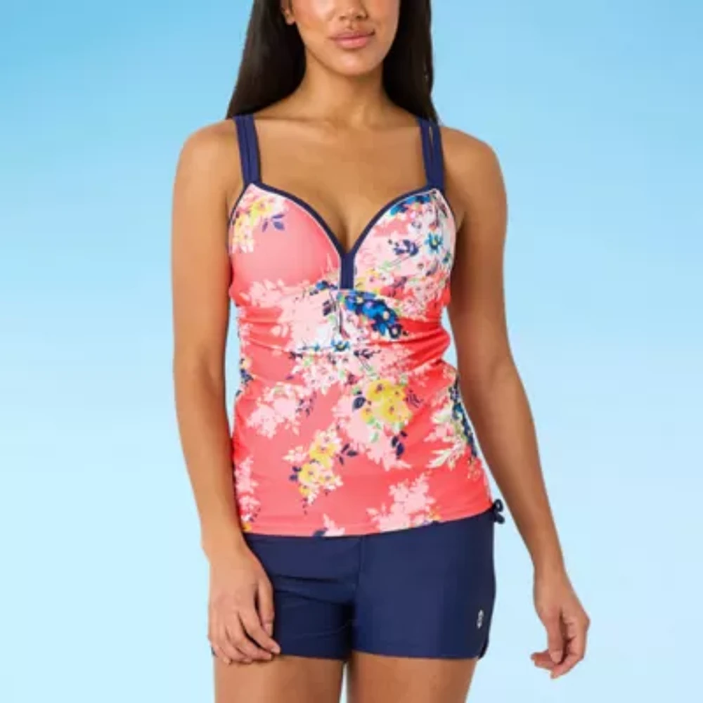 Free Country Womens Built Bra Floral Tankini Swimsuit Top