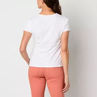 Liz Claiborne Womens V Neck Short Sleeve Blouse
